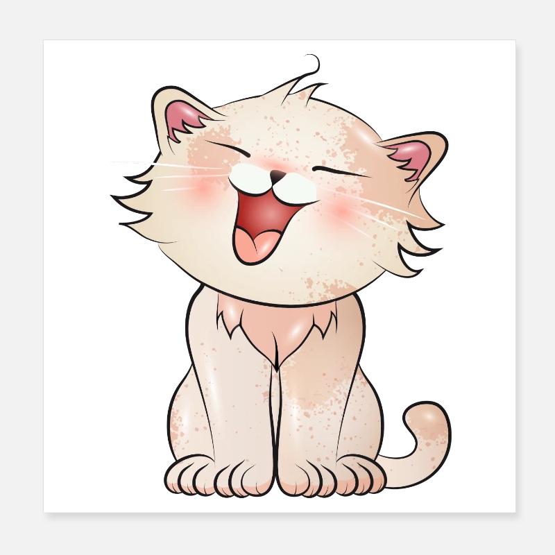 Mignon chat miaulé dans le style comique Poster 20 x 20 cm