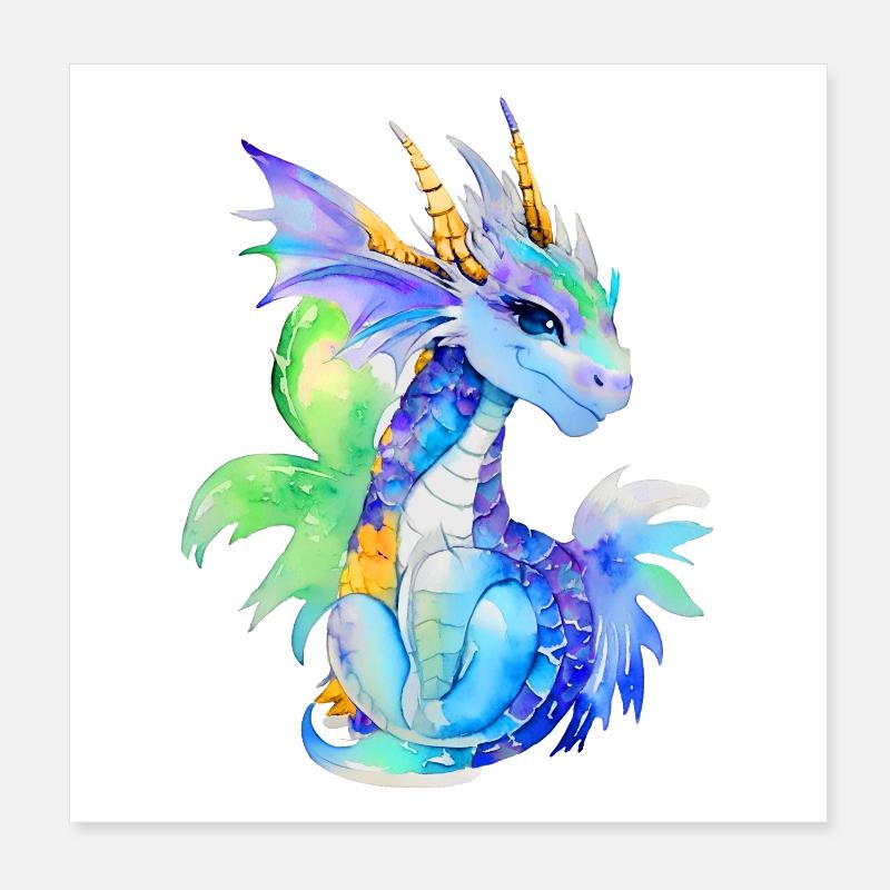Kleiner Drache Poster 20x20 cm
