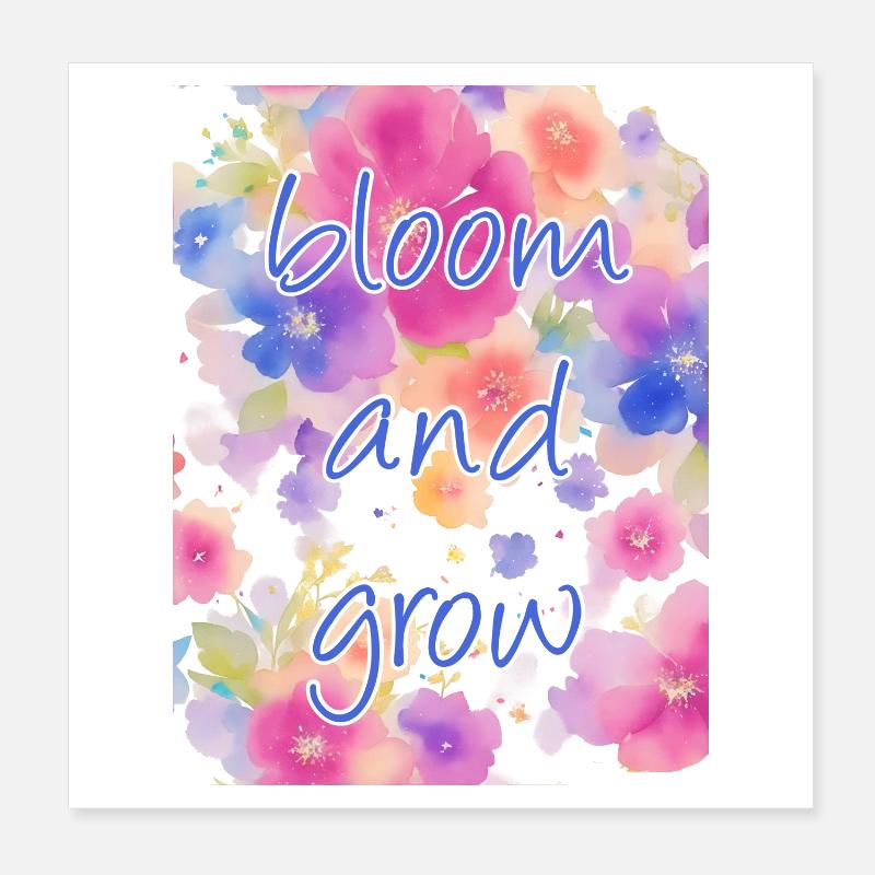 Fleurir et grandir Poster 20 x 20 cm