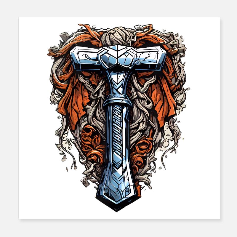 Thors Hammer Poster 20x20 cm