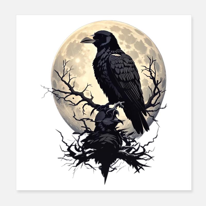 Corbeau noir Poster 20 x 20 cm