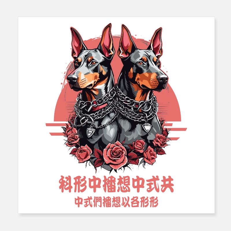 Chiens Doberman Poster 20 x 20 cm