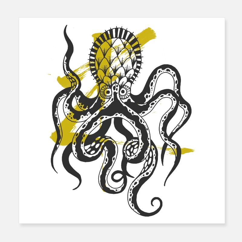 Octopus / Squid / Sea Monster / Octopus Poster 8" x 8" (20x20 cm)