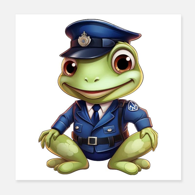Grenouille Policier Poster 20 x 20 cm