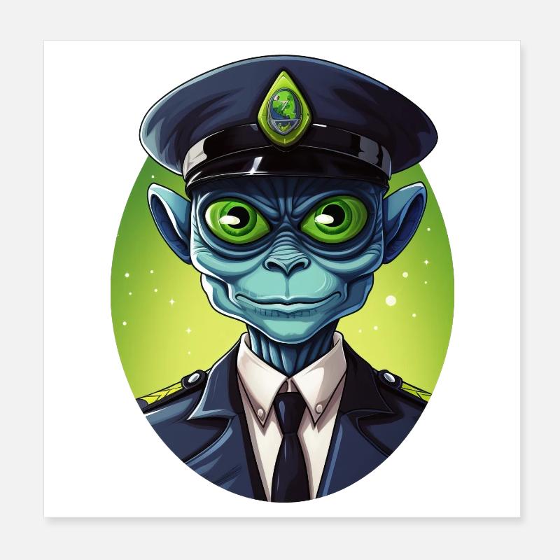 Alien Cop Poster 8" x 8" (20x20 cm)