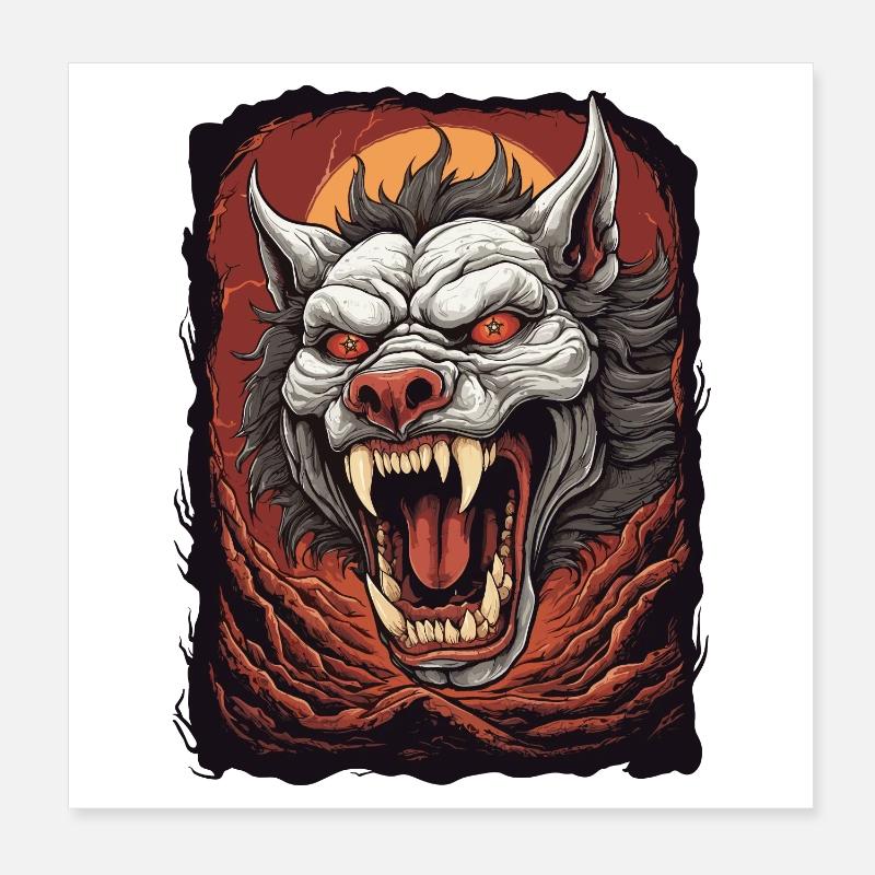 Chien démon de l'enfer Poster 20 x 20 cm