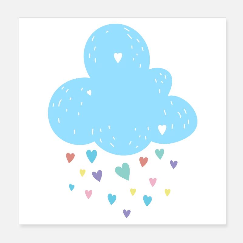 Nuage Pastel Coeurs Douche Poster 20 x 20 cm