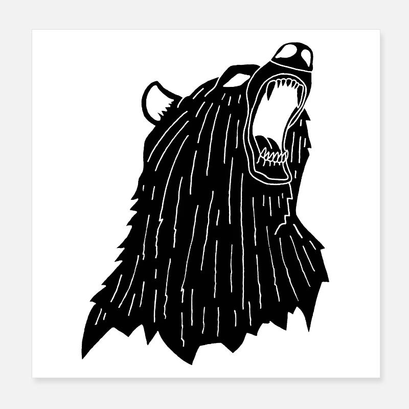 Ours noir en colère Poster 20 x 20 cm