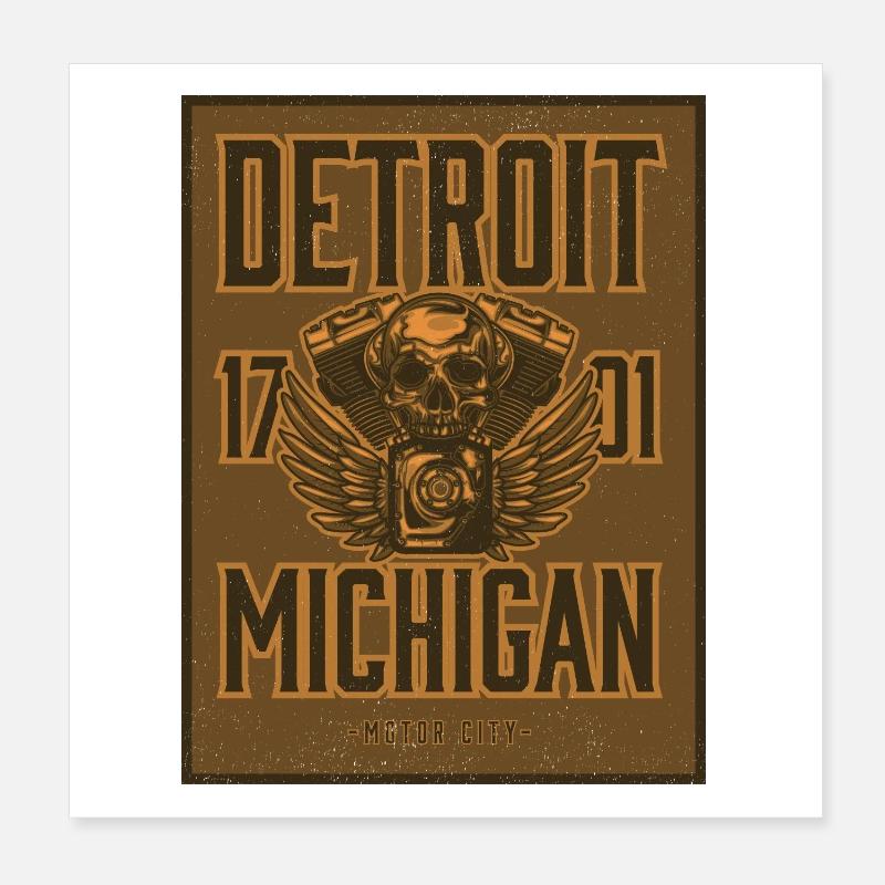 Conception de l’aile du crâne de Détroit Poster 20 x 20 cm