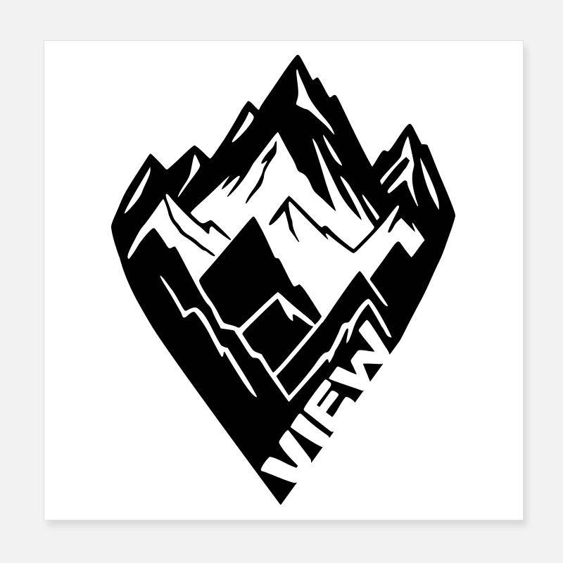 Vue sur la montagne [Noir] Poster 20 x 20 cm