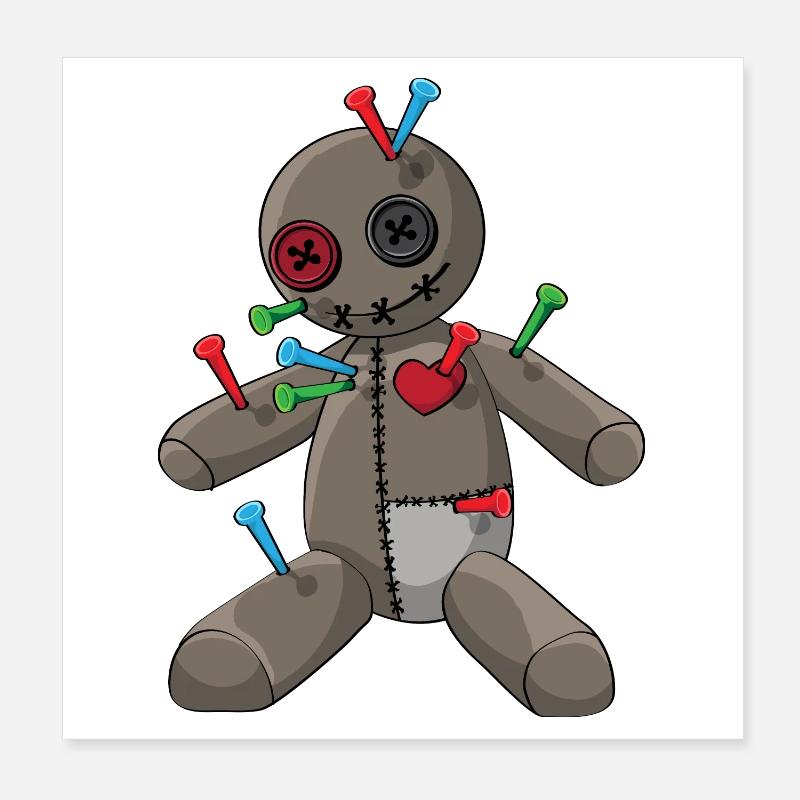 Phasmophobia Voodoo Puppe mit bunte Nadeln Poster 20x20 cm