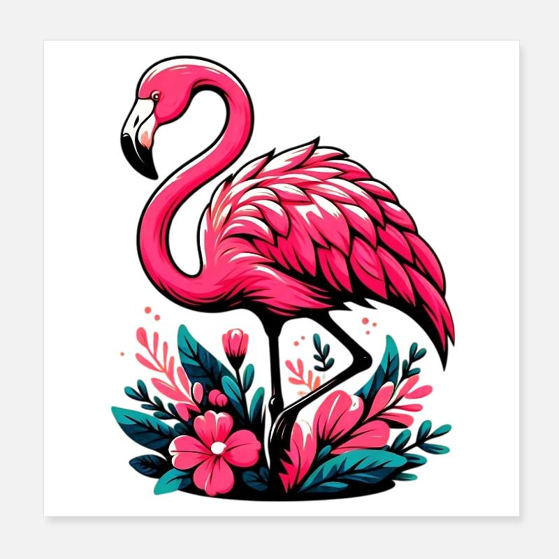 Flamant Poster 20 x 20 cm