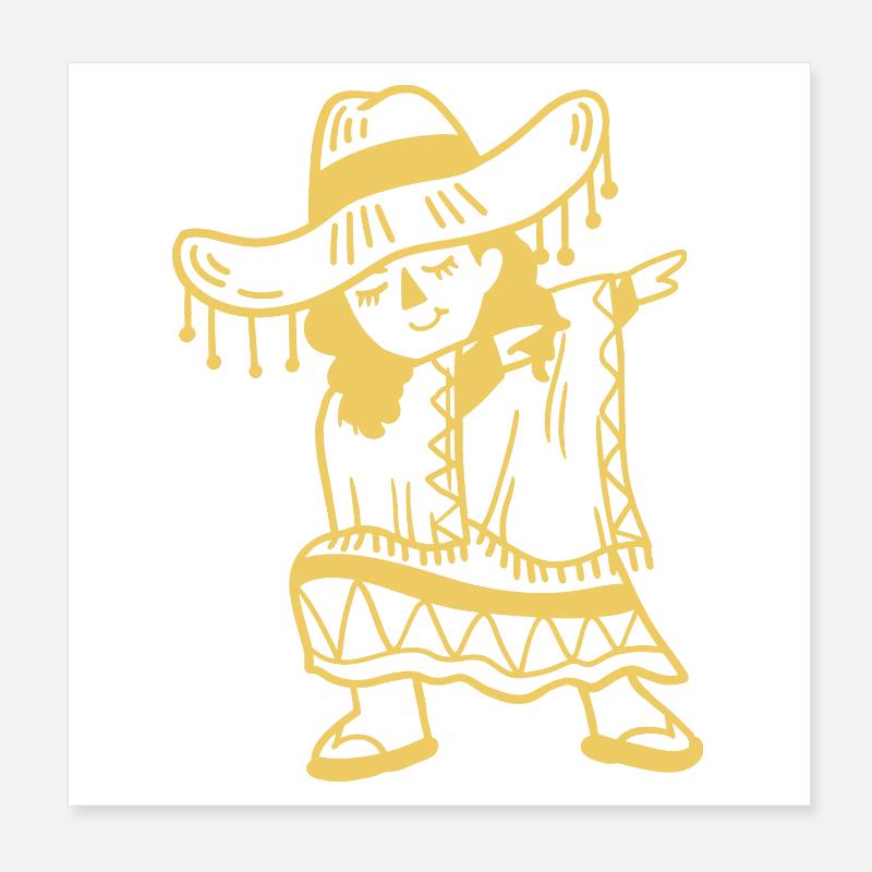 Dabbing Mexikanisches Mädchen Cinco De Mayo Poster 20x20 cm