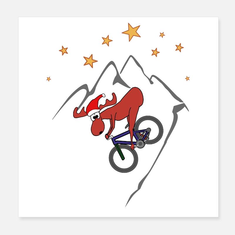 Moose MTB Descente Noël Poster 20 x 20 cm