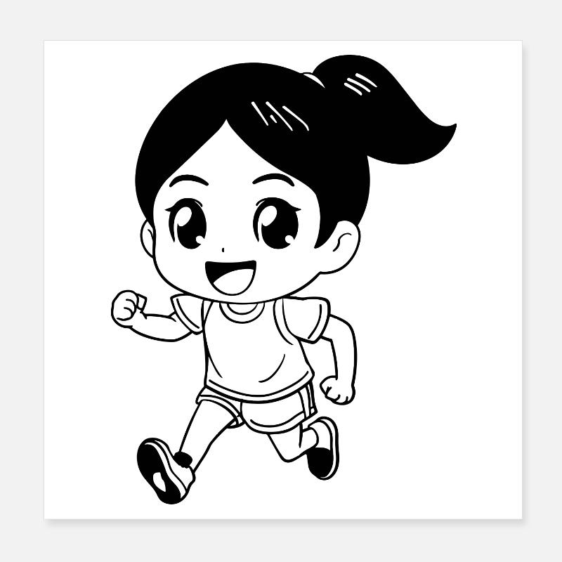 Coureuse féminine look de dessin animé Poster 20 x 20 cm