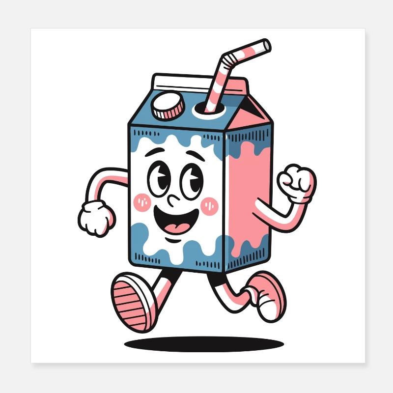 Carton de lait mascotte Dash Poster 20 x 20 cm