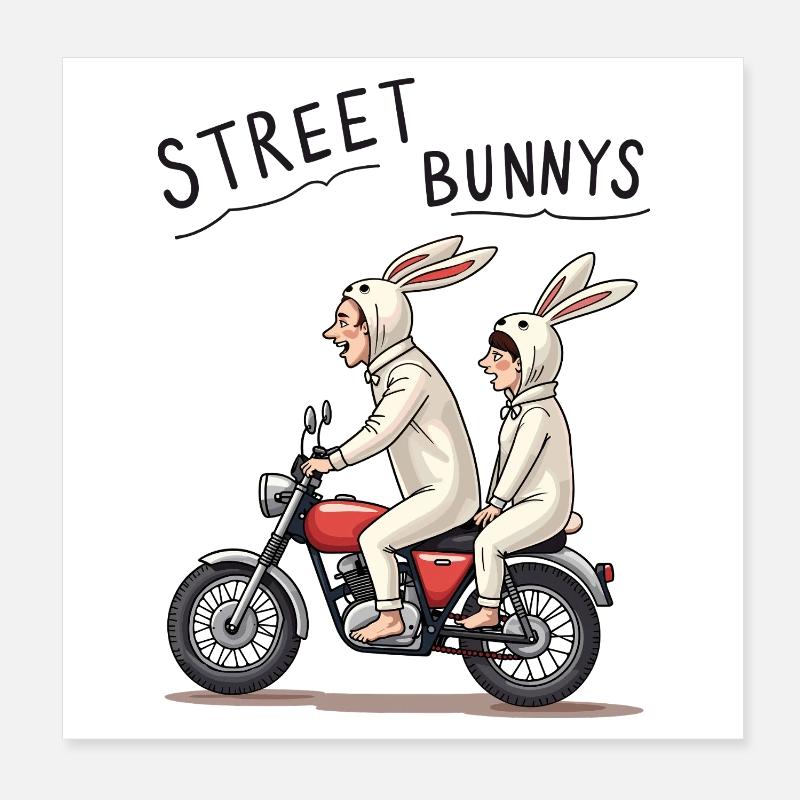 Biker Hasen Poster 20x20 cm