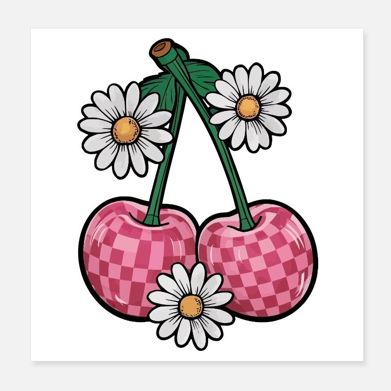 Charming Cherry and Daisy Poster 8" x 8" (20x20 cm)