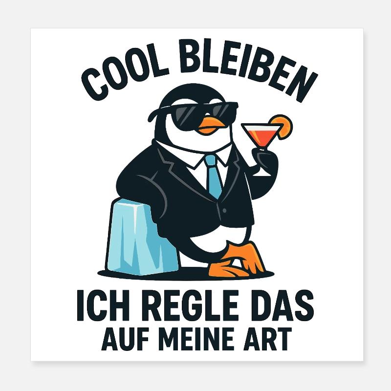 Penguin Cocktail Suit Poster 8" x 8" (20x20 cm)