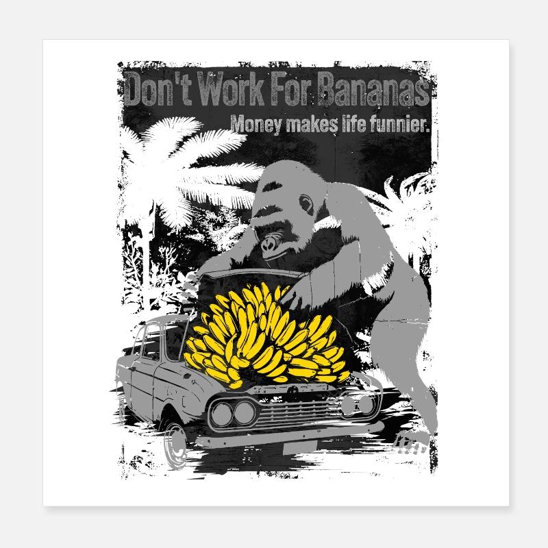 Bananen-Affe-Auto-Karikatur-Design Poster 20x20 cm