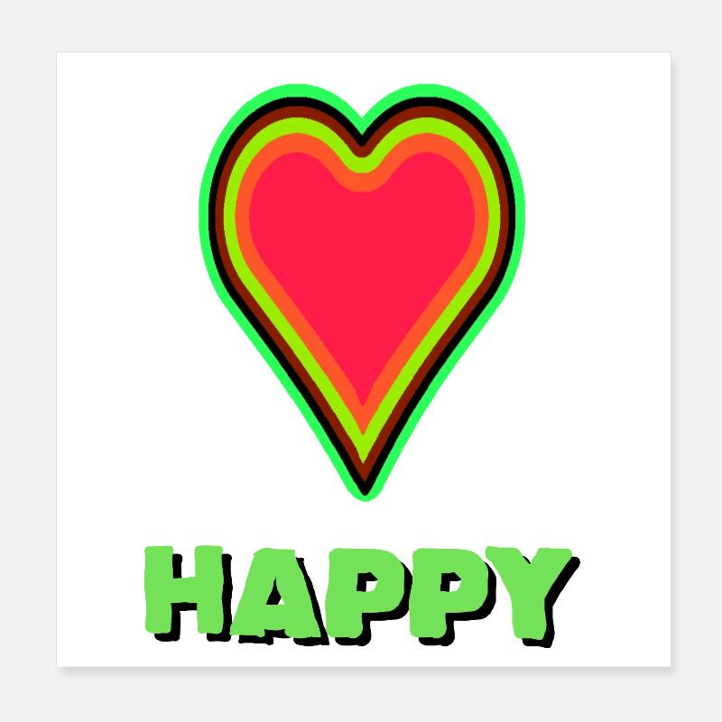 Graphique cœur VIBRANT avec encadrement néon Poster 20 x 20 cm