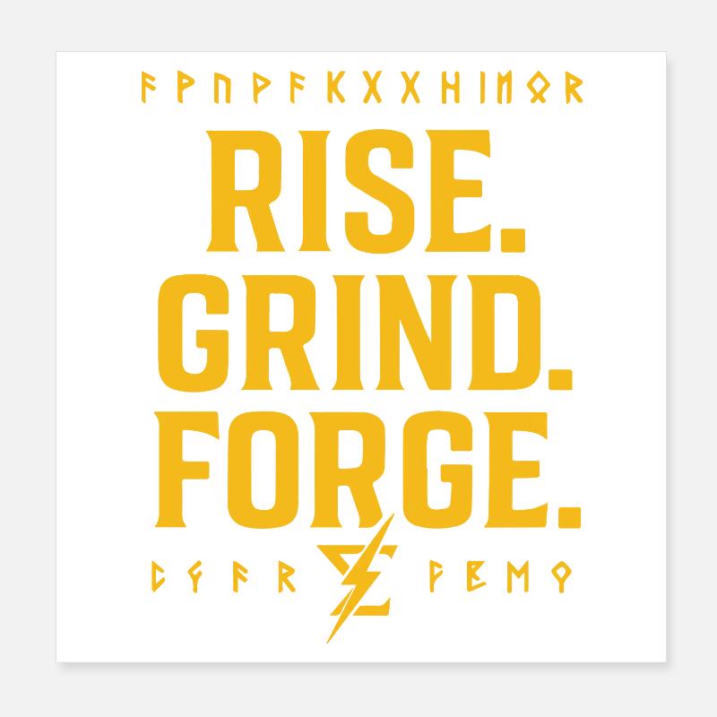 Rise Grind Forge – Motivation Tee Poster 8" x 8" (20x20 cm)