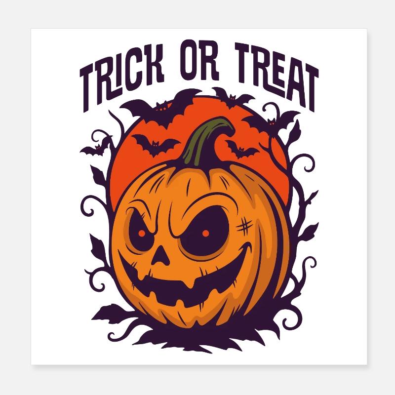 Spooky Pumpkin Lantern Halloween Design Poster 8" x 8" (20x20 cm)