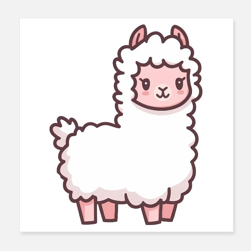 Dessin animé mignon de lama Poster 20 x 20 cm
