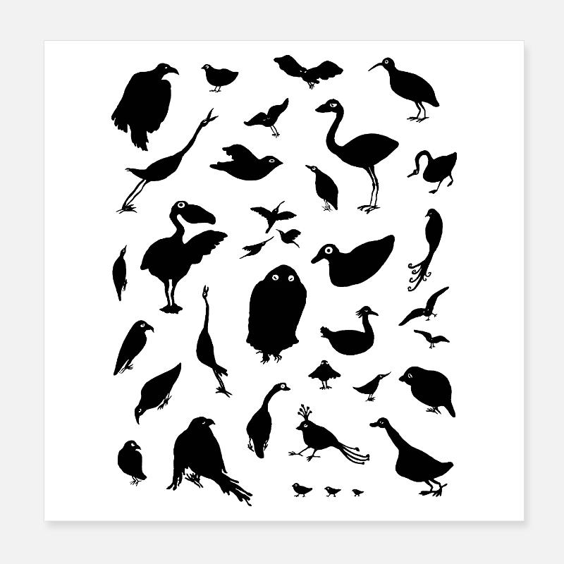 BIRDS Poster 8" x 8" (20x20 cm)