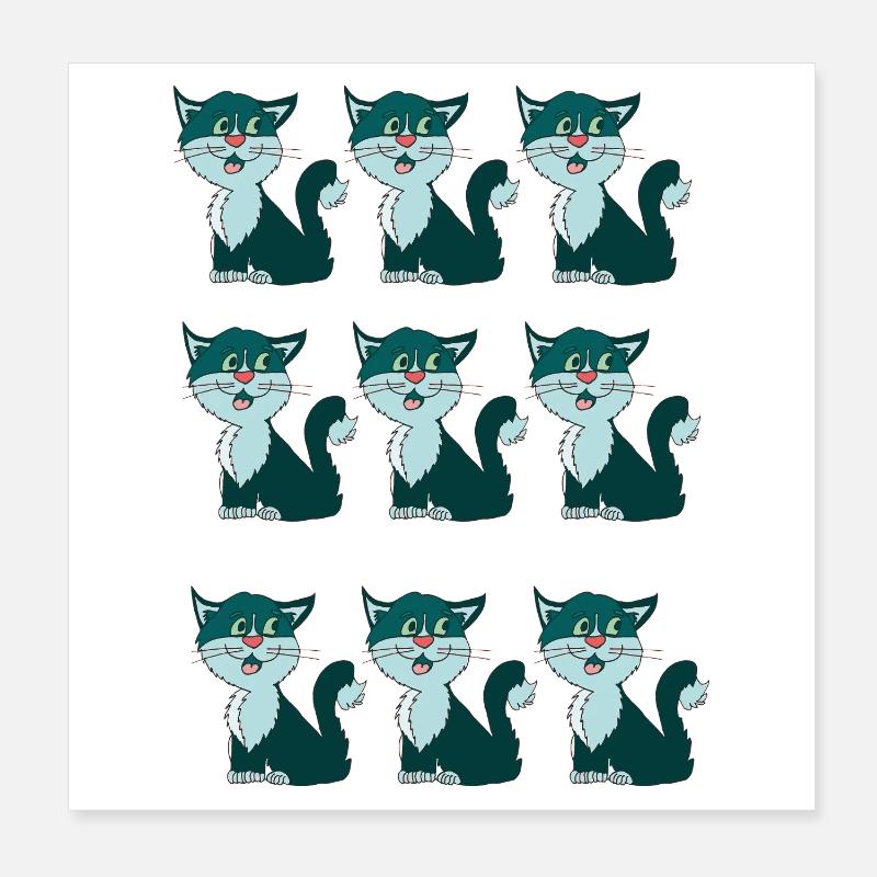 Verspielte Katzenillustration in Collage-Optik Poster 20x20 cm