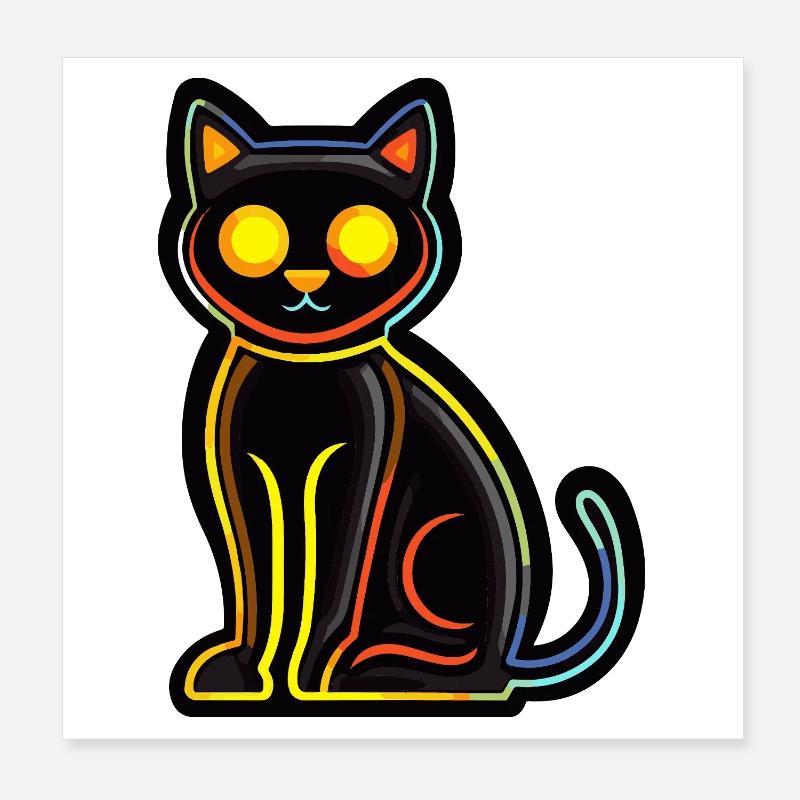 Chat Halloween Bande dessinée Chat Poster 20 x 20 cm