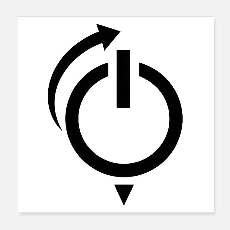 Power Button Restart Logo Poster 8" x 8" (20x20 cm)
