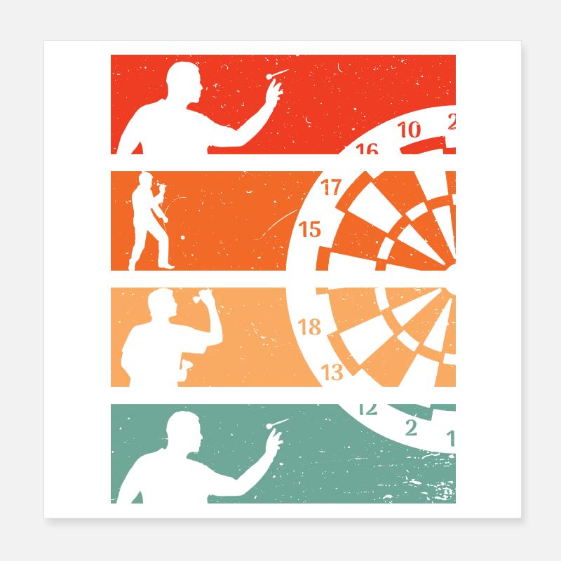 Fléchettes Sport Rétro Dartpfeil Poster 20 x 20 cm