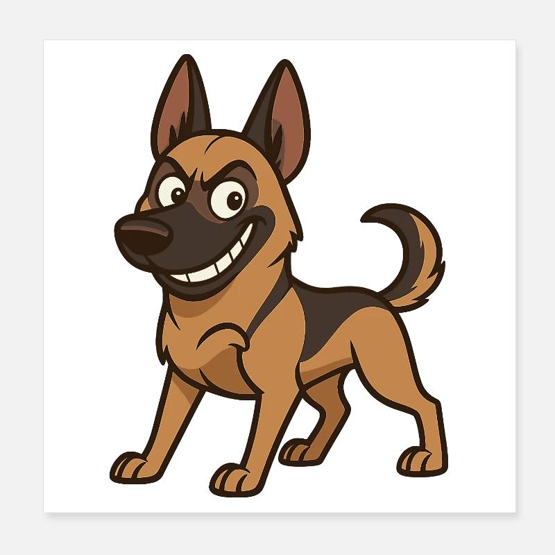 Naughty Malinois Comic Dog Poster 8" x 8" (20x20 cm)