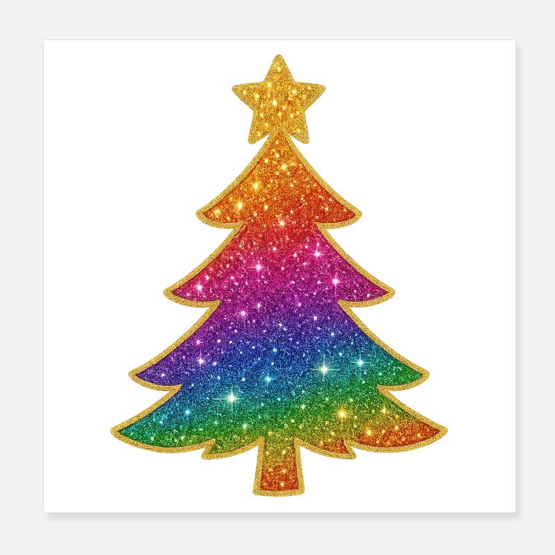 Regenbogen Glitzer Tannenbaum Poster 20x20 cm
