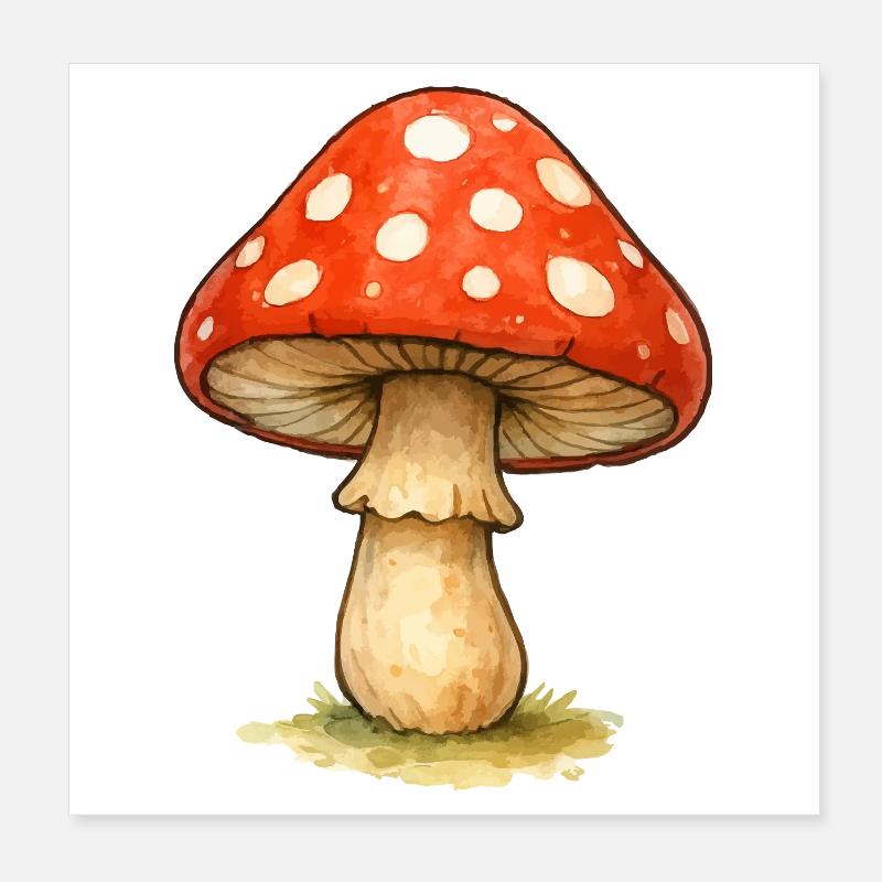 Illustration de champignon rouge Poster 20 x 20 cm