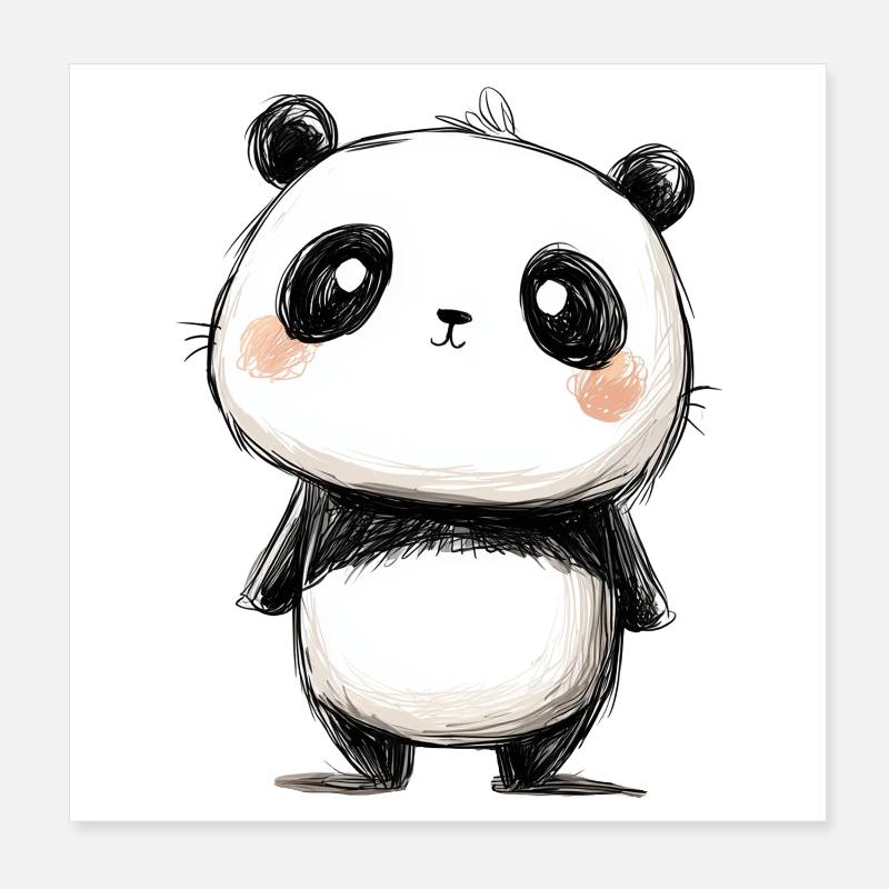 kleine Pandazeichnung Poster 20x20 cm