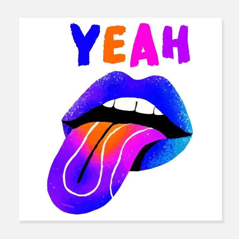 Lèvres vibrantes YEAH Pop Art Poster 20 x 20 cm