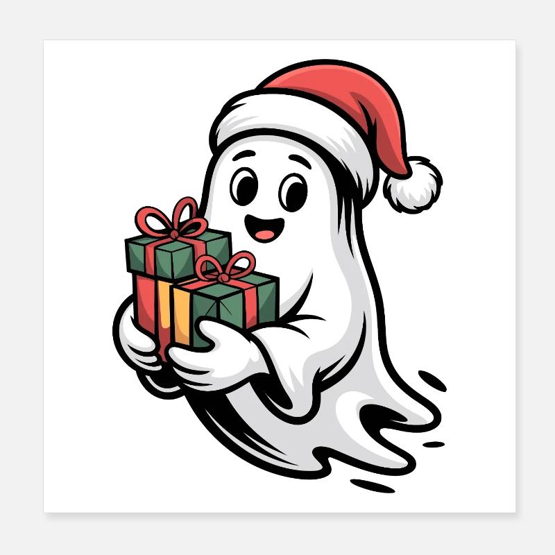 Weihnachtsgeist mit Geschenken Poster 20x20 cm