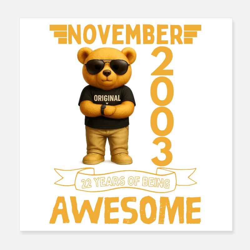November 2003, 22 Years of Being Awesome Poster 8" x 8" (20x20 cm)