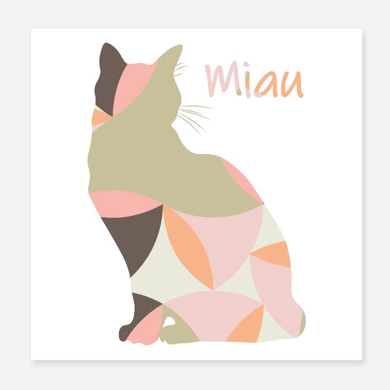 Miaou - Chat - Abstrait Poster 20 x 20 cm