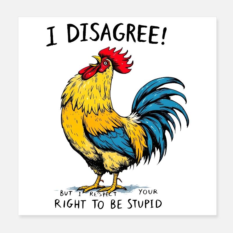 Vibrant Rooster Splash Art Poster 20 x 20 cm