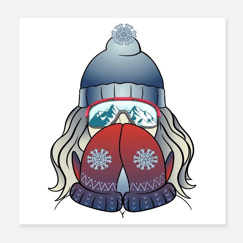Fille d’hiver avec flocon de neige Poster 20 x 20 cm