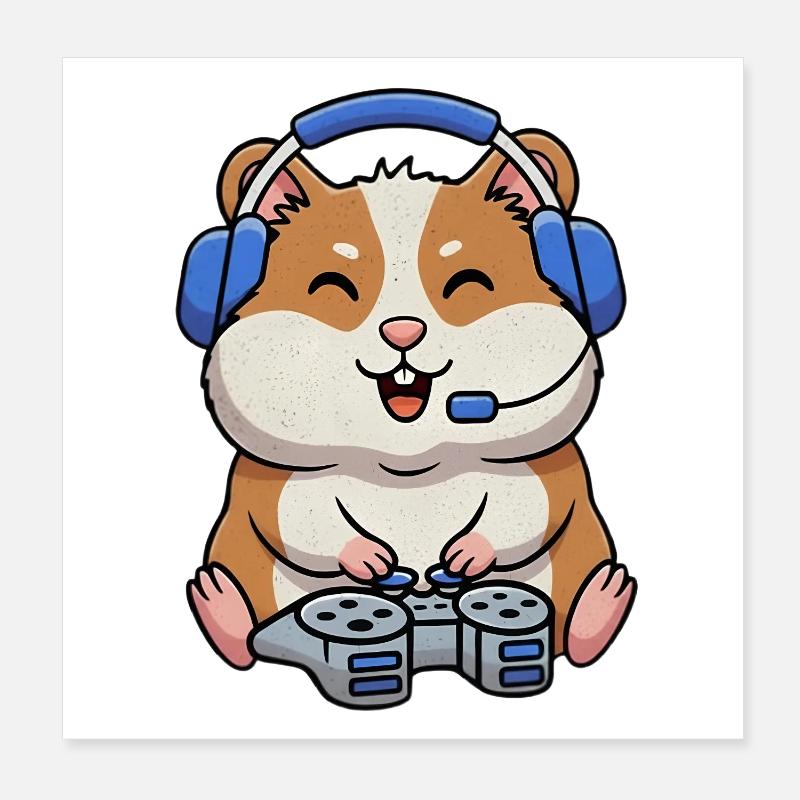 Hamsters pendant le jeu Poster 20 x 20 cm