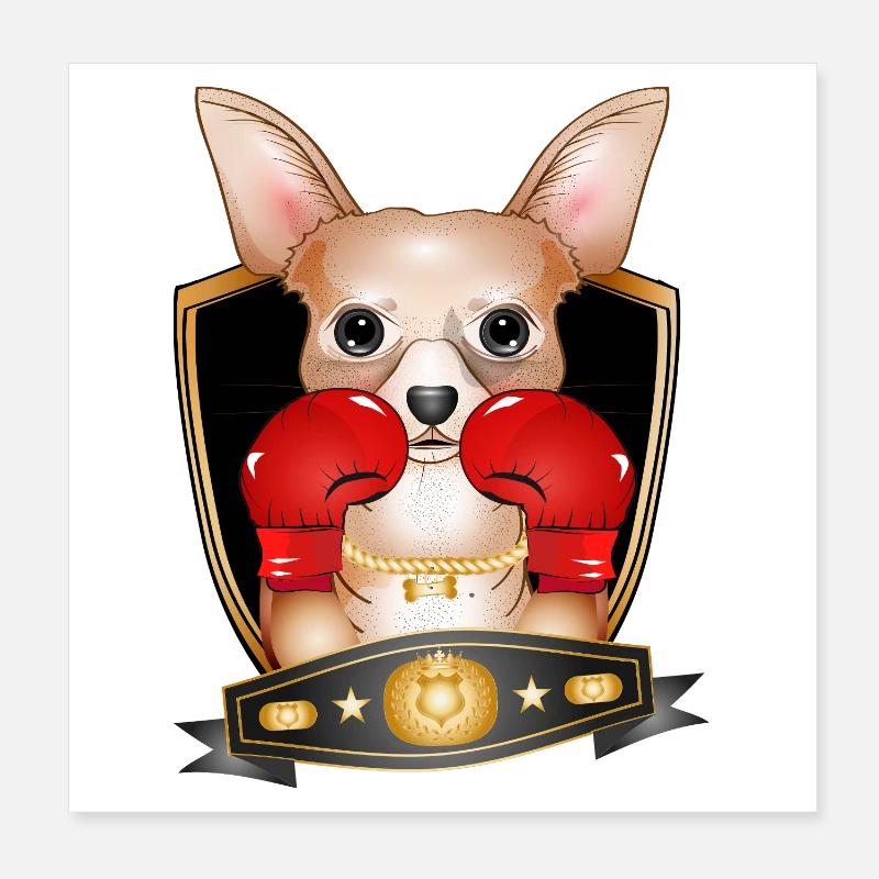 Boxing Chihuahua – Funny Boxer Motif Poster 8" x 8" (20x20 cm)