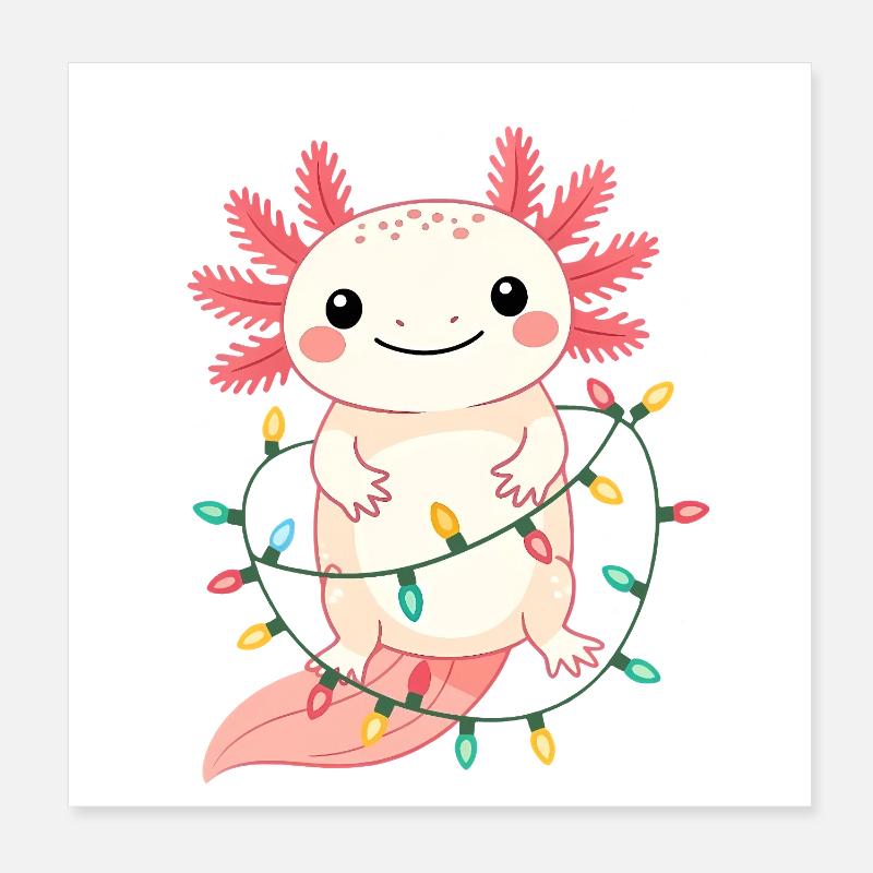 Pull de Noël Axolotl Drôle Mignon Poster 20 x 20 cm