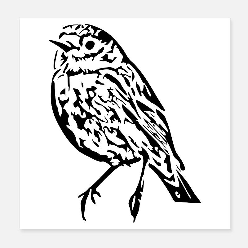 Schwarzer Vogel schwarz Geschenk Weihnachten  Poster 20x20 cm