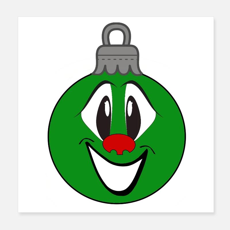 Grüne Weihnachtsbaumkugel mit Lächeln Poster 20x20 cm