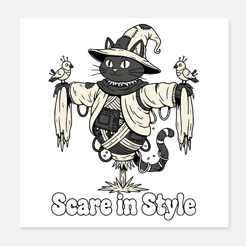 Effrayance dans le style : Chat d’Halloween Poster 20 x 20 cm