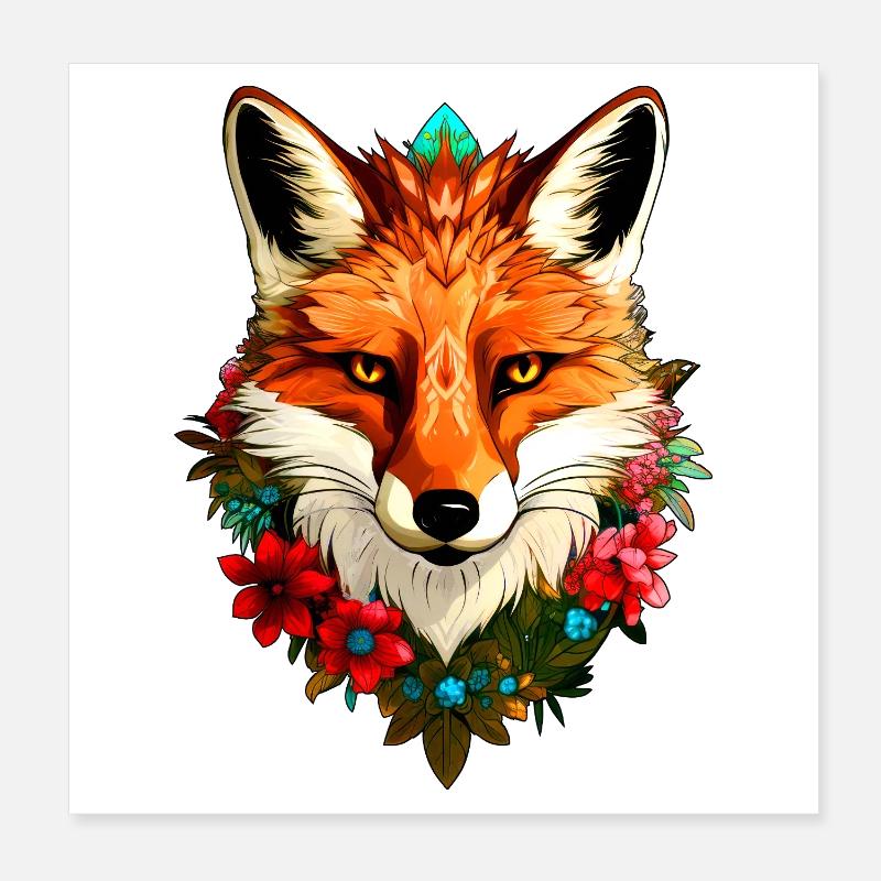 Foxes Style Poster 8" x 8" (20x20 cm)